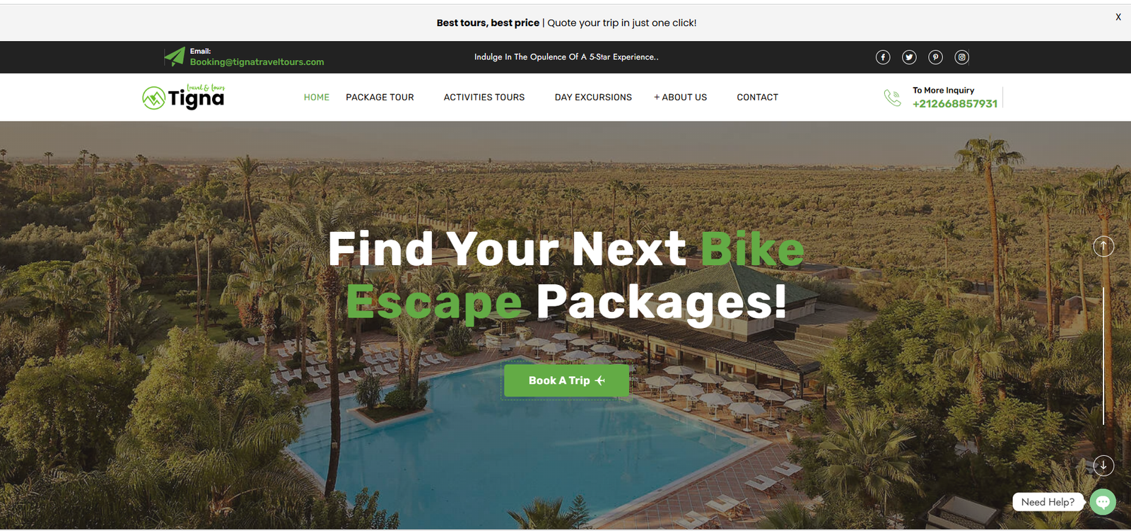 Tigna Travel Tours — Project screen